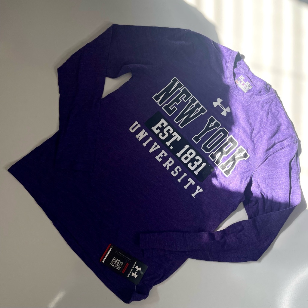 Nwt Under Armour New York University Purple Crewneck Long Sleeve, S